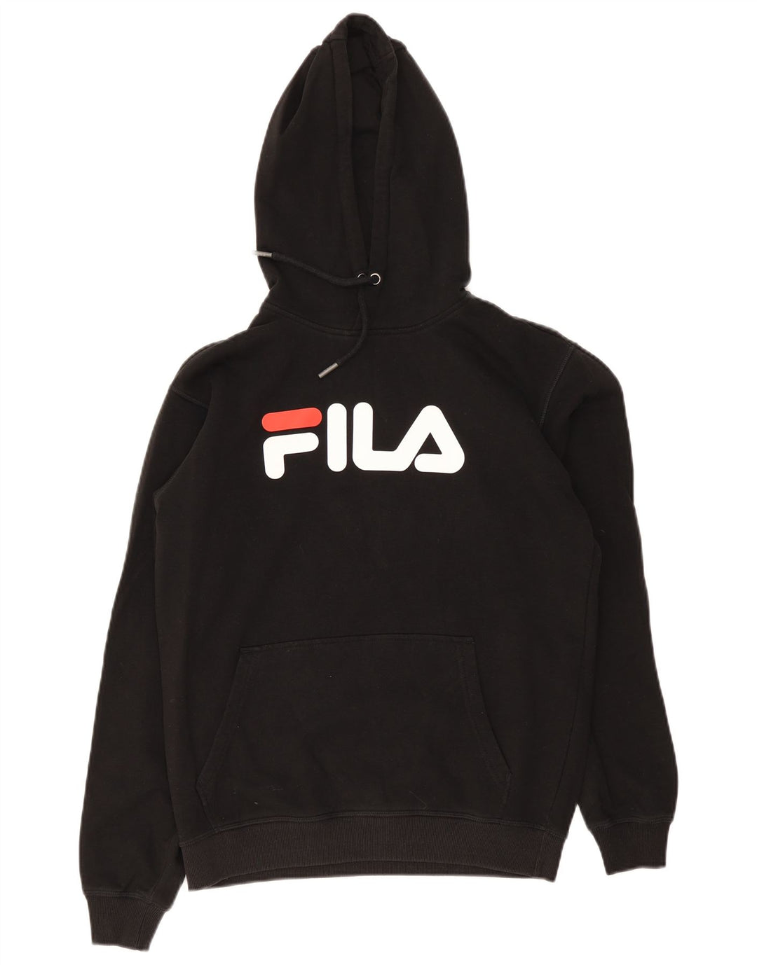 Fila Mens Graphic Hoodie Jumper Small Black Cotton