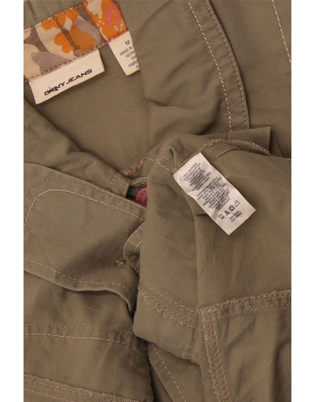 DKNY Womens 3/4 Sleeve Military Jacket UK 14 Medium Khaki Cotton