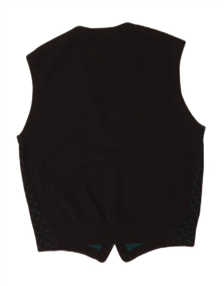 Il Granchio Mens Sleeveless Cardigan Sweater Small Black Check