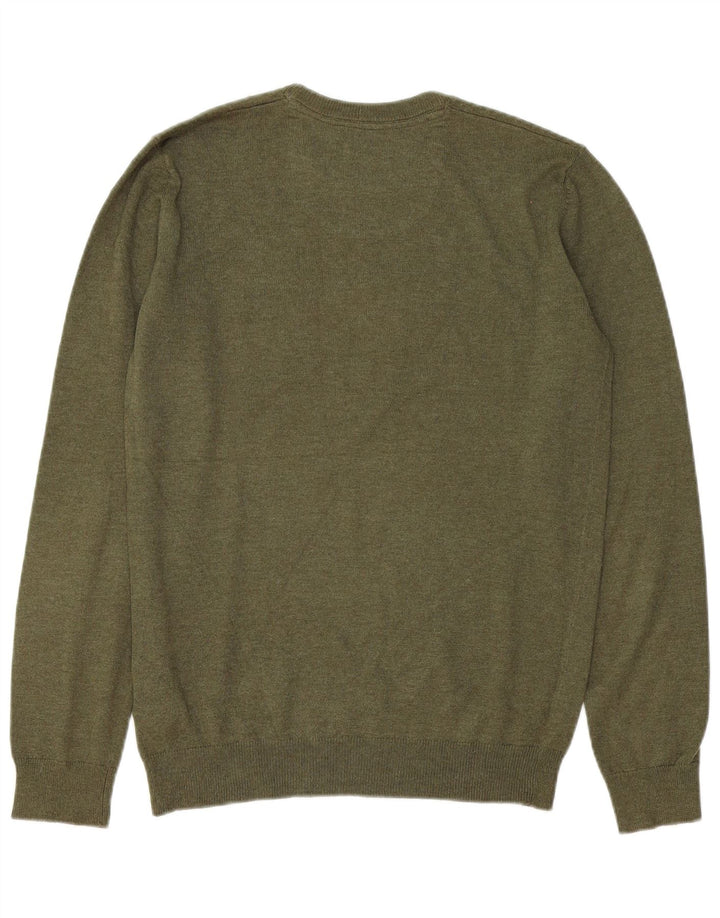 WRANGLER Mens Crew Neck Jumper Sweater Small Green Cotton