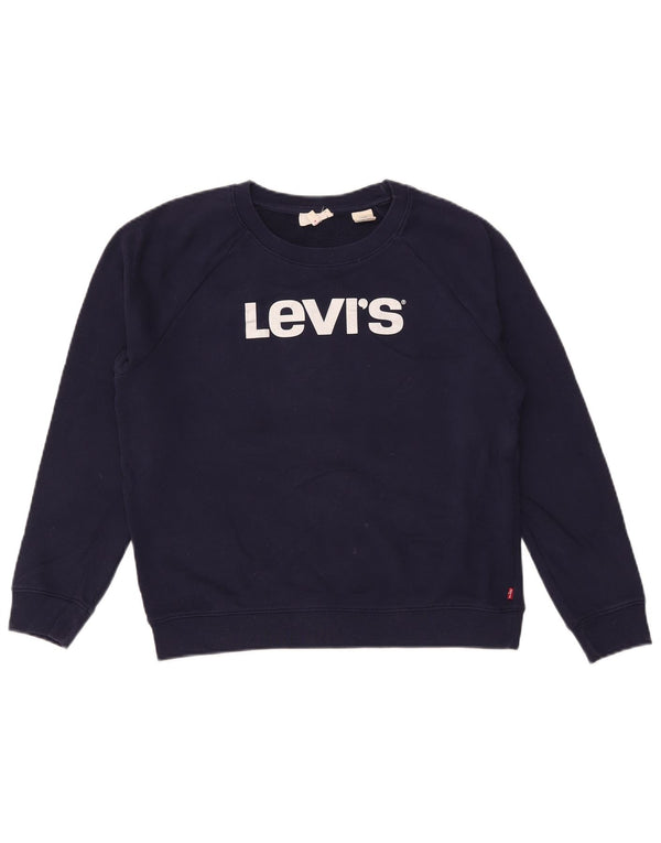 Levi's Womens Graphic Oversized Sweatshirt Jumper UK 10 Small Navy Blue