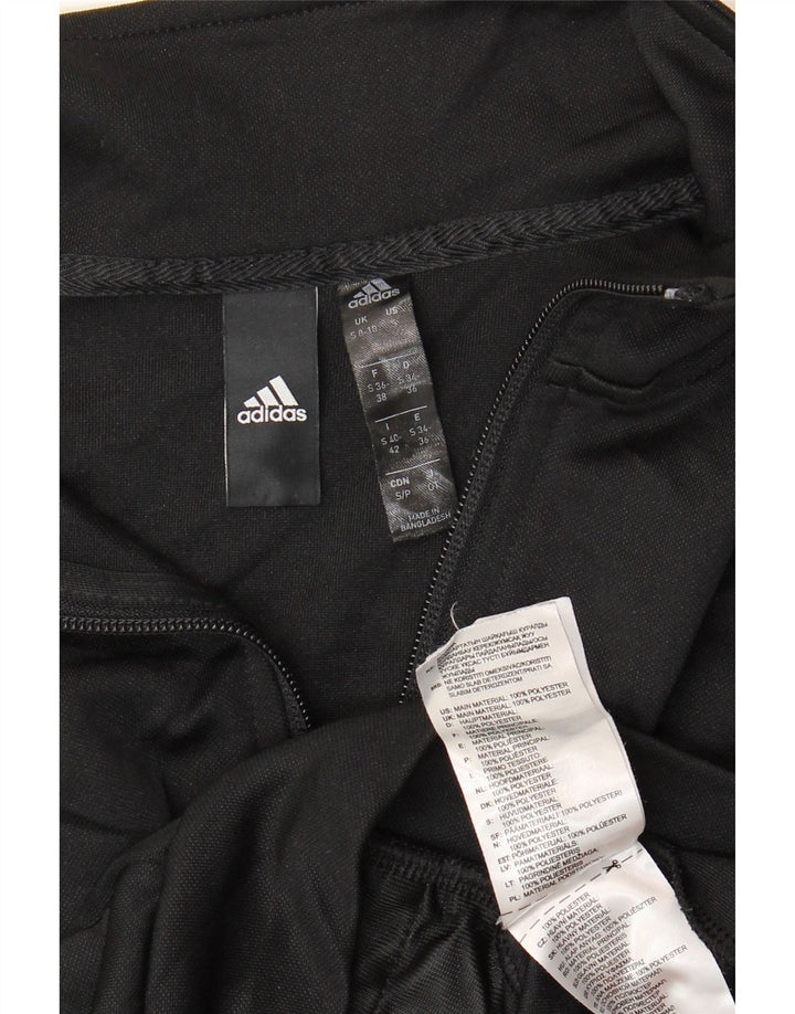 Adidas Womens Tracksuit Top Jacket UK 8/10 Small Black Polyester