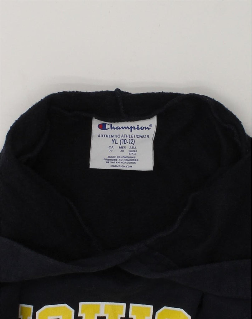 CHAMPION Boys Graphic Hoodie Jumper 10-11 Years L Black | Vintage Champion | Thrift | Second-Hand Champion | Used Clothing | Messina Hembry 