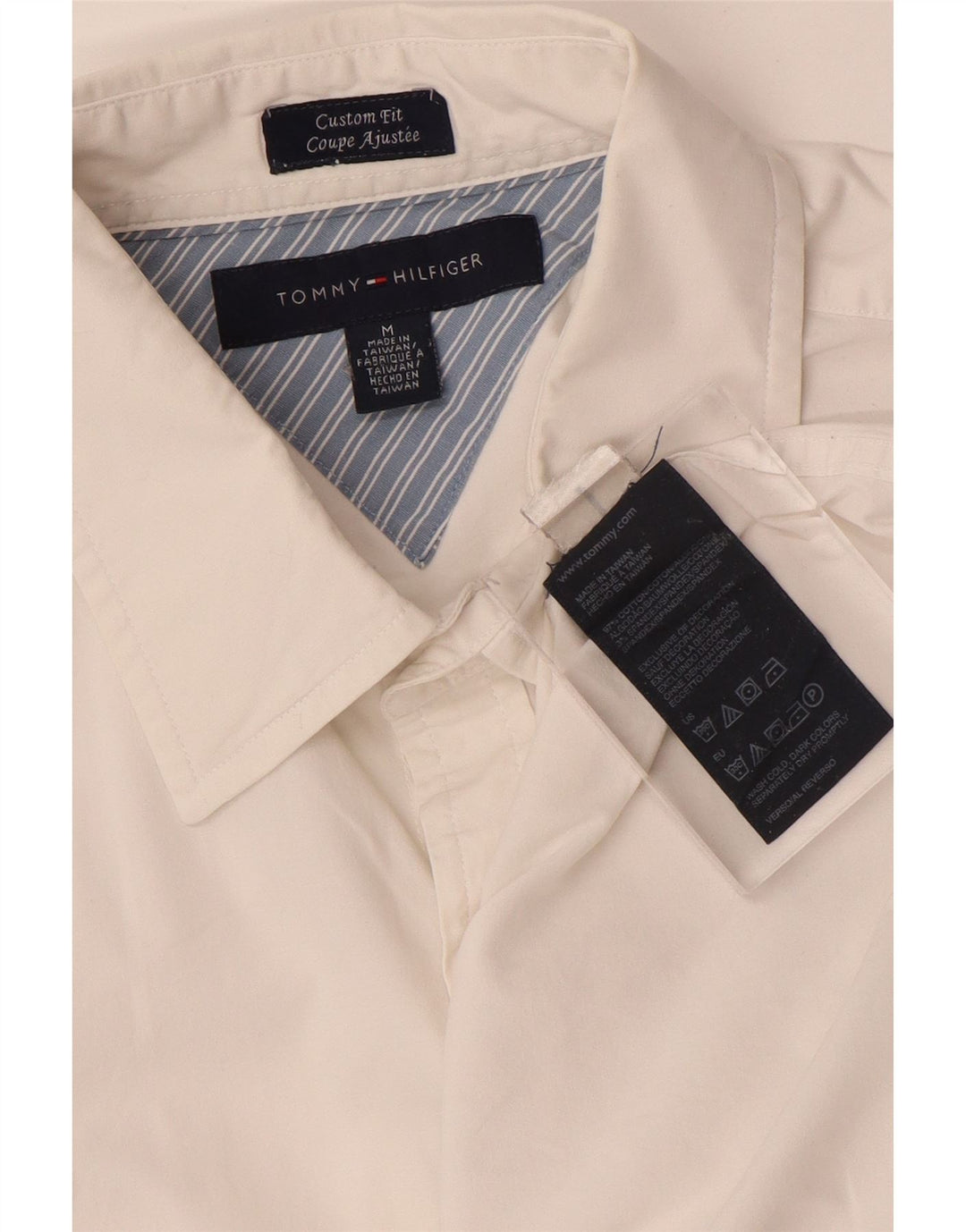 TOMMY HILFIGER Mens Custom Fit Shirt Medium White Cotton