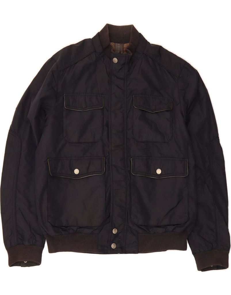 MASSIMO DUTTI Mens Bomber Jacket UK 40 Large Navy Blue Vintage Massimo Dutti and Second-Hand Massimo Dutti from Messina Hembry 