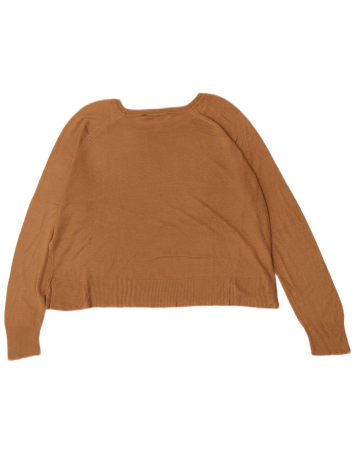 Zara Womens Oversized Boat Neck Jumper Sweater UK 10 Small Brown