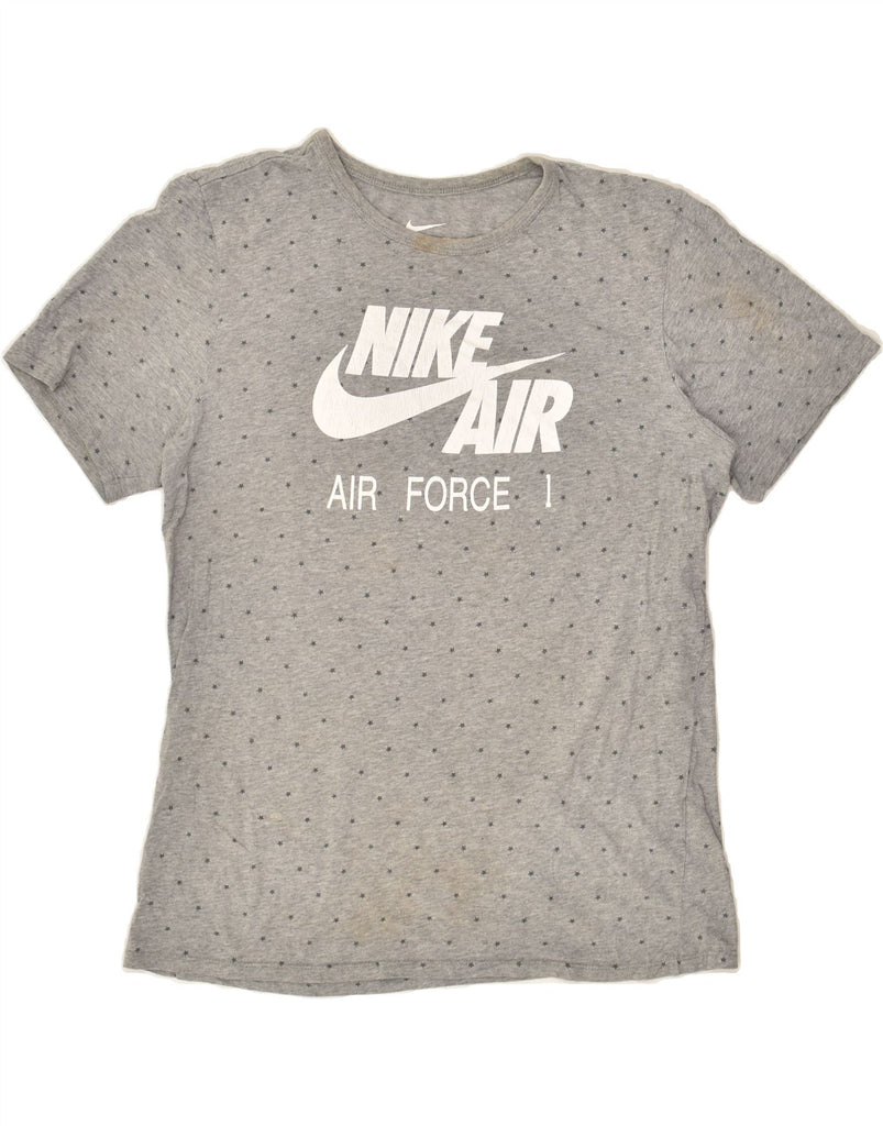 NIKE Womens Athletic Cut Graphic T-Shirt Top UK 14 Medium Grey Spotted | Vintage Nike | Thrift | Second-Hand Nike | Used Clothing | Messina Hembry 