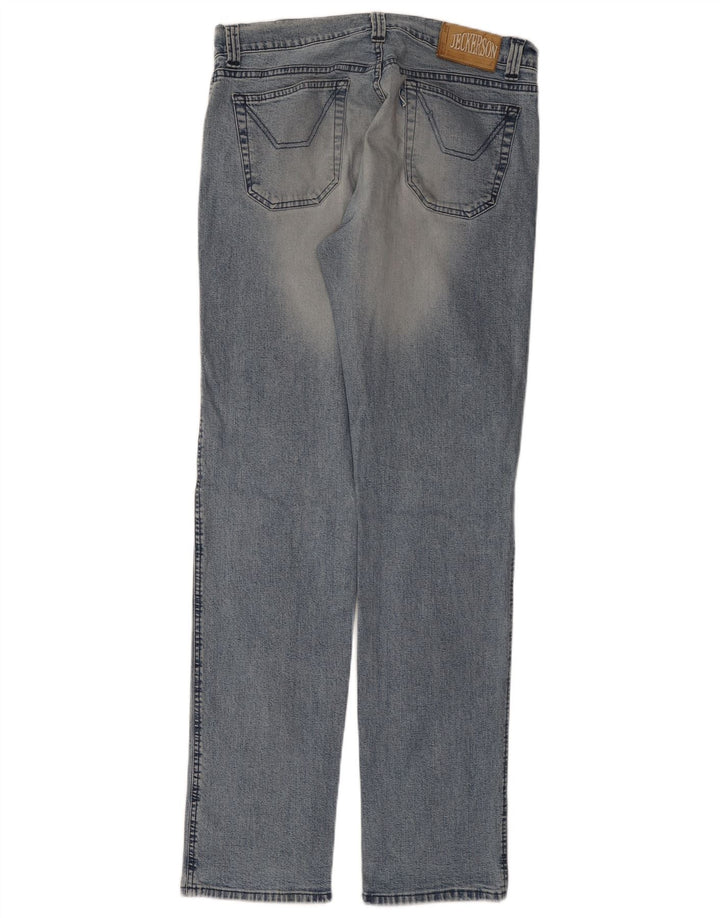 Jeckerson Mens Straight Jeans W34 L33 Blue Cotton