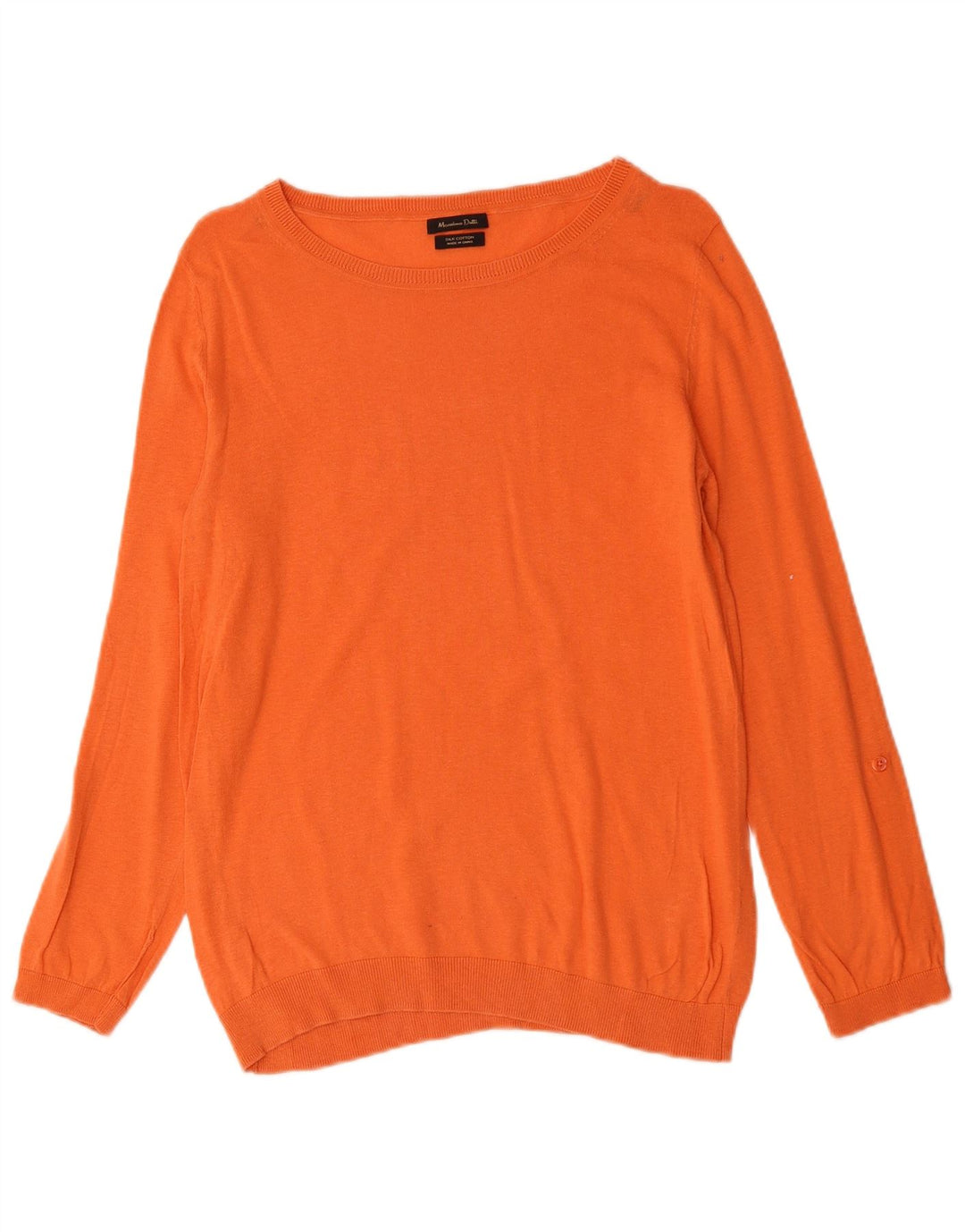 MASSIMO DUTTI Womens Boat Neck Jumper Sweater UK 14 Medium Orange Silk