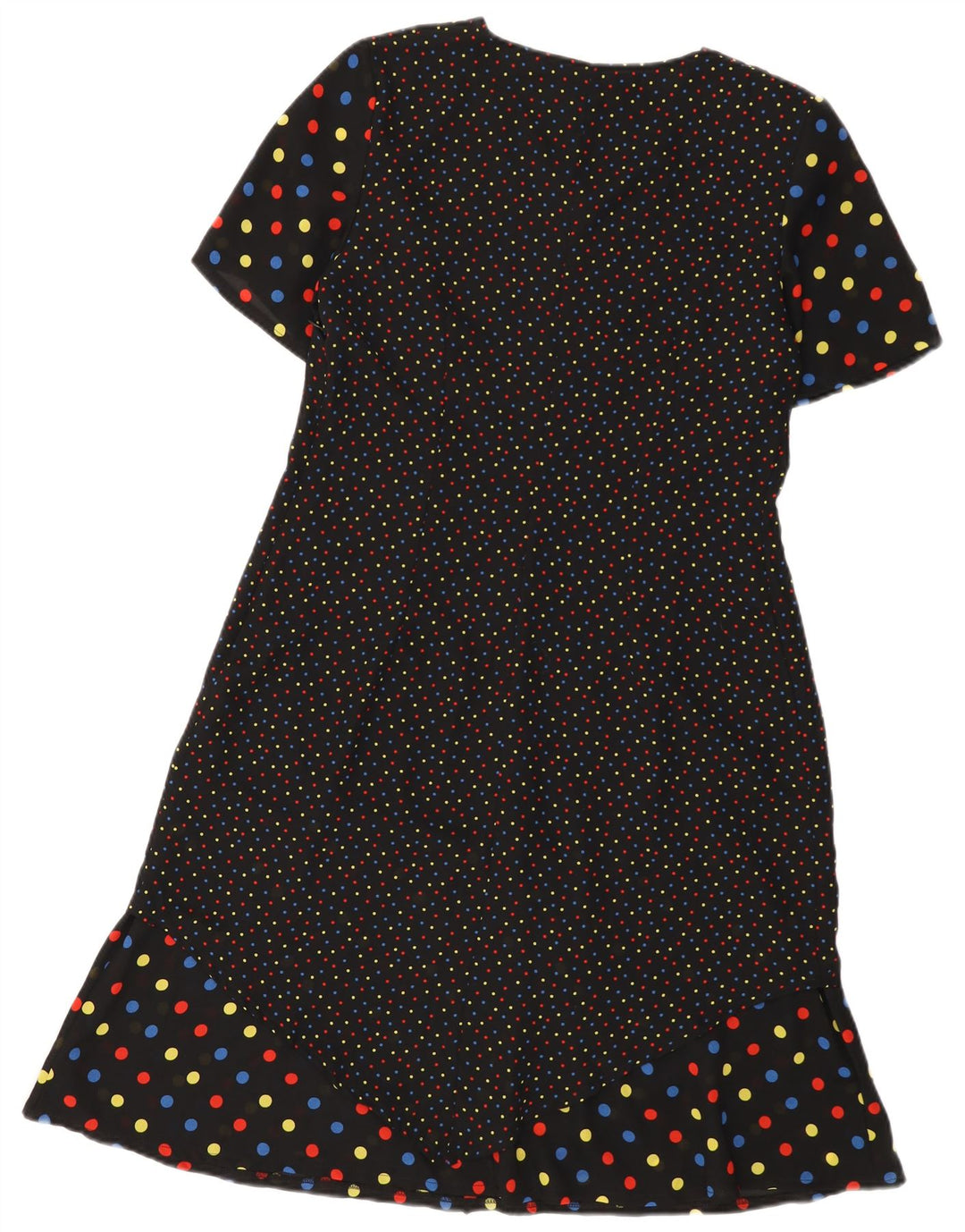Vintage Womens A-Line Dress IT 48 XL Black Spotted Polyester