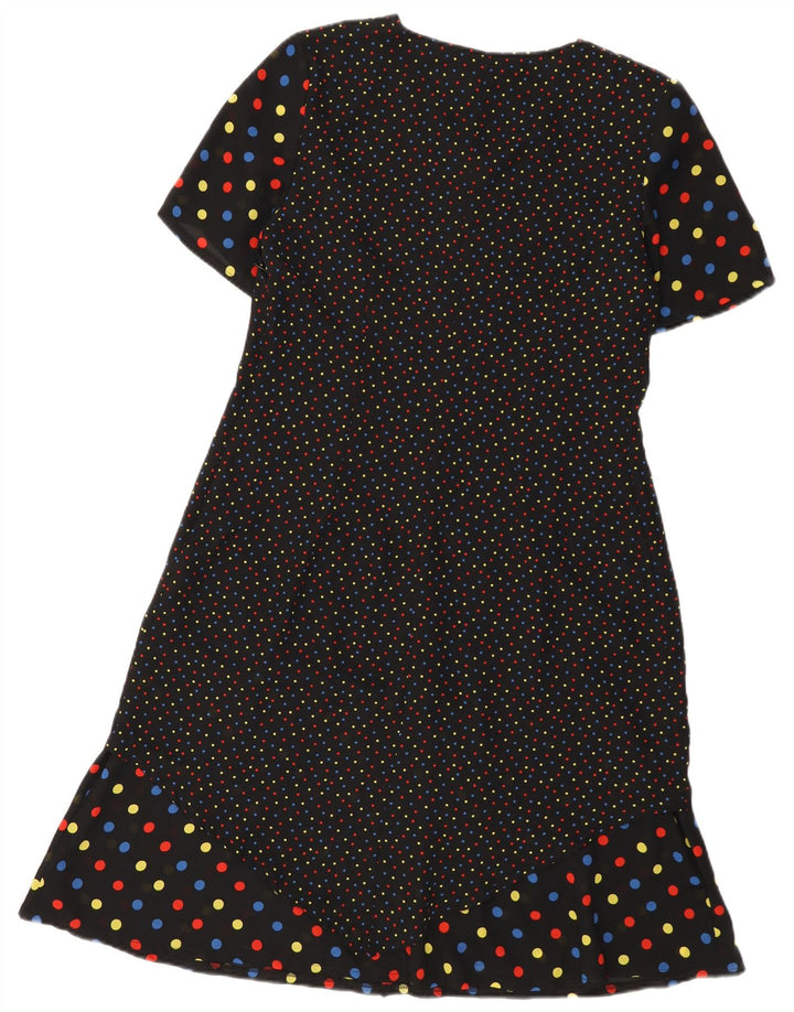 Vintage Womens A-Line Dress IT 48 XL Black Spotted Polyester