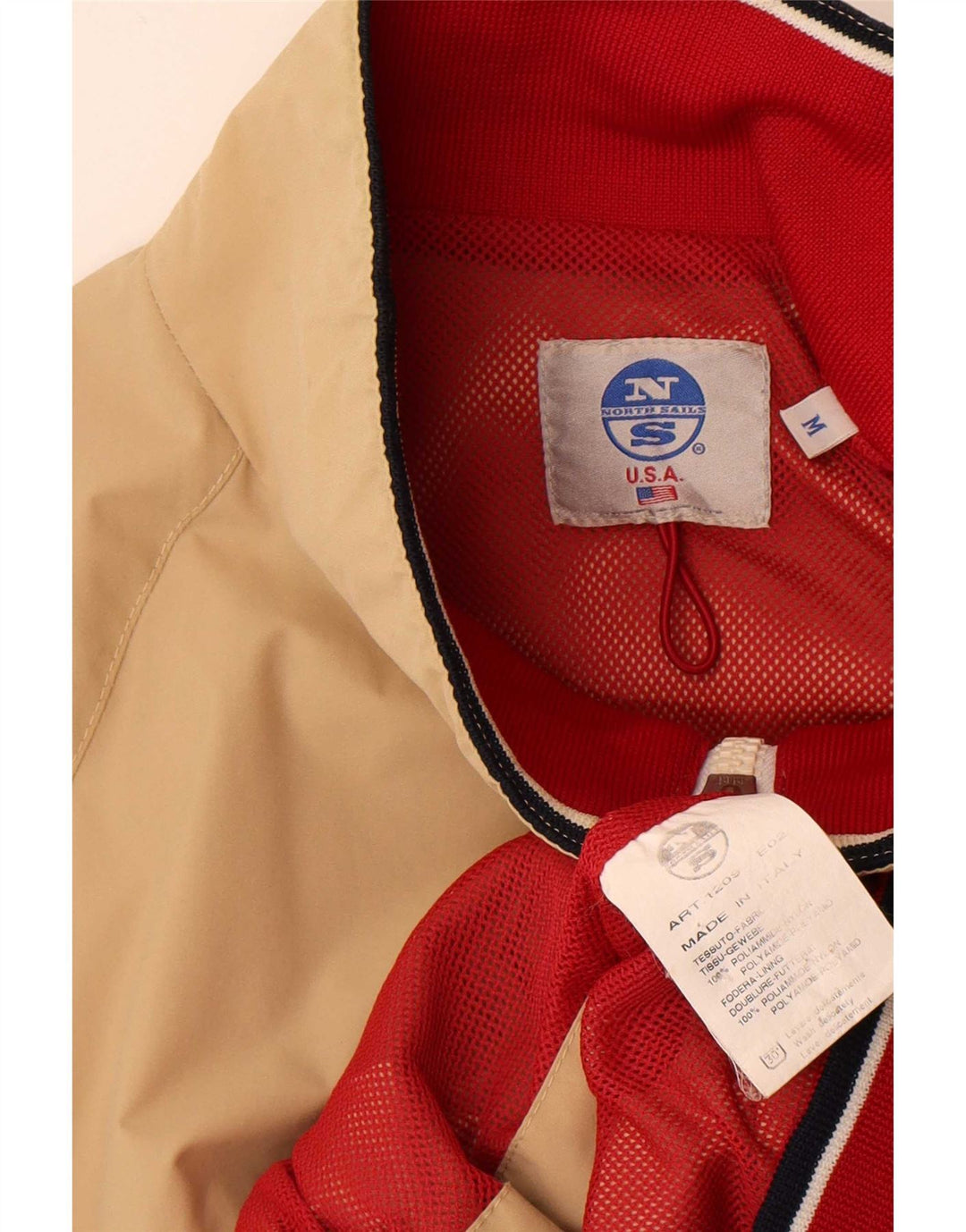 North Sails Mens Bomber Jacket UK 38 Medium Beige Colourblock Polyamide