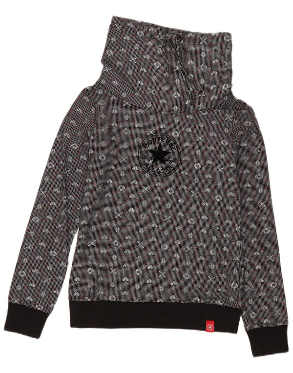 Converse Womens Graphic Sweatshirt Jumper UK 12 Medium Grey Geometric