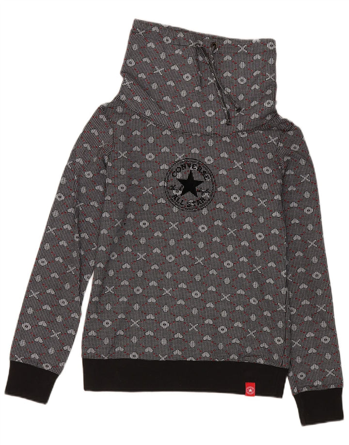 Converse Womens Graphic Sweatshirt Jumper UK 12 Medium Grey Geometric