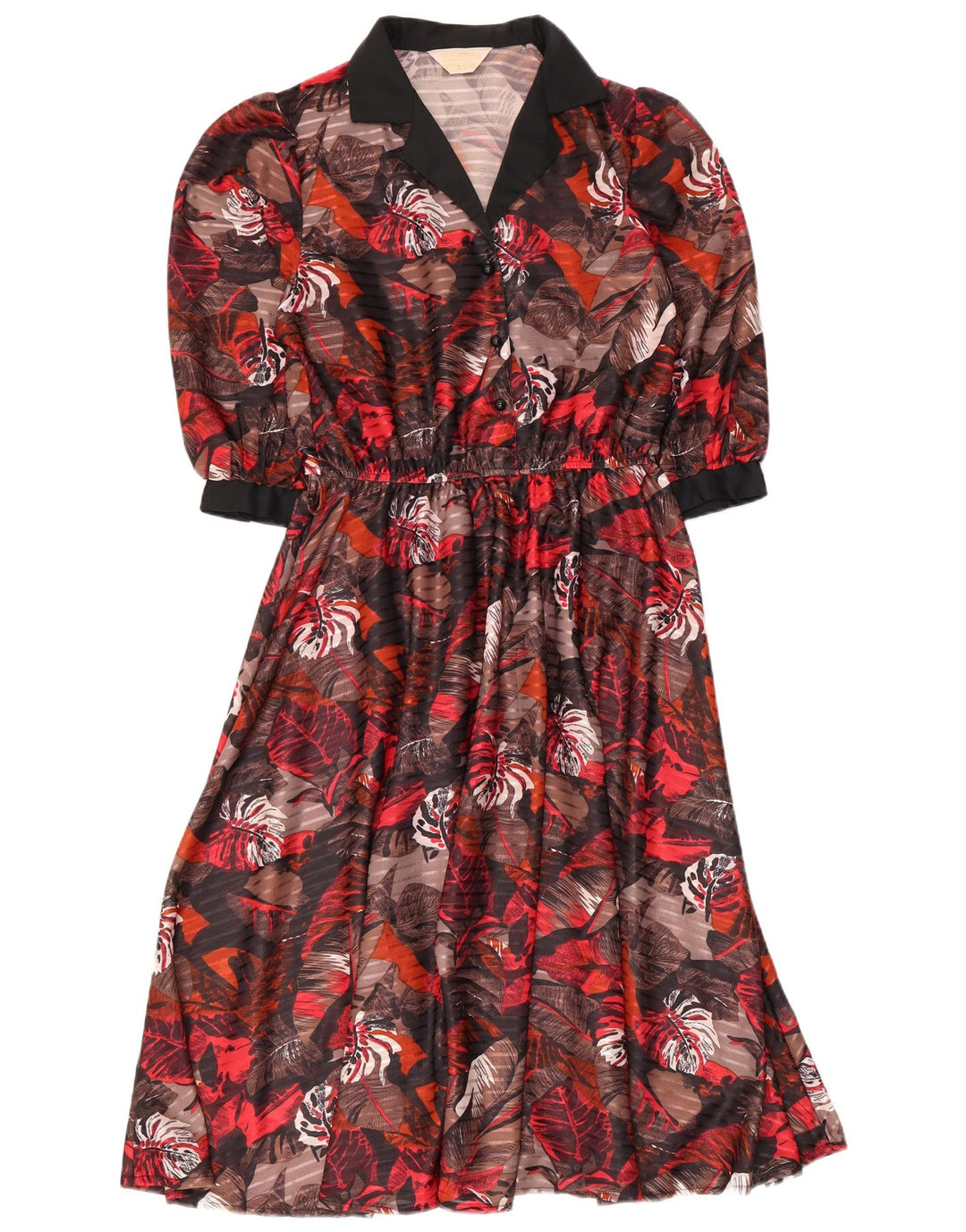 Vintage Womens 3/4 Sleeve A-Line Dress EU 40 Medium Multicoloured Floral