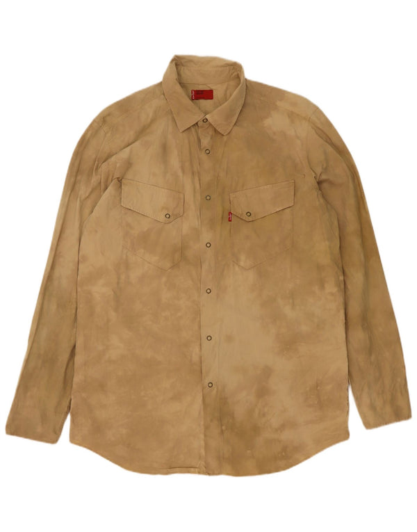 Levi's Mens Shirt Medium Beige Tie Dye Cotton