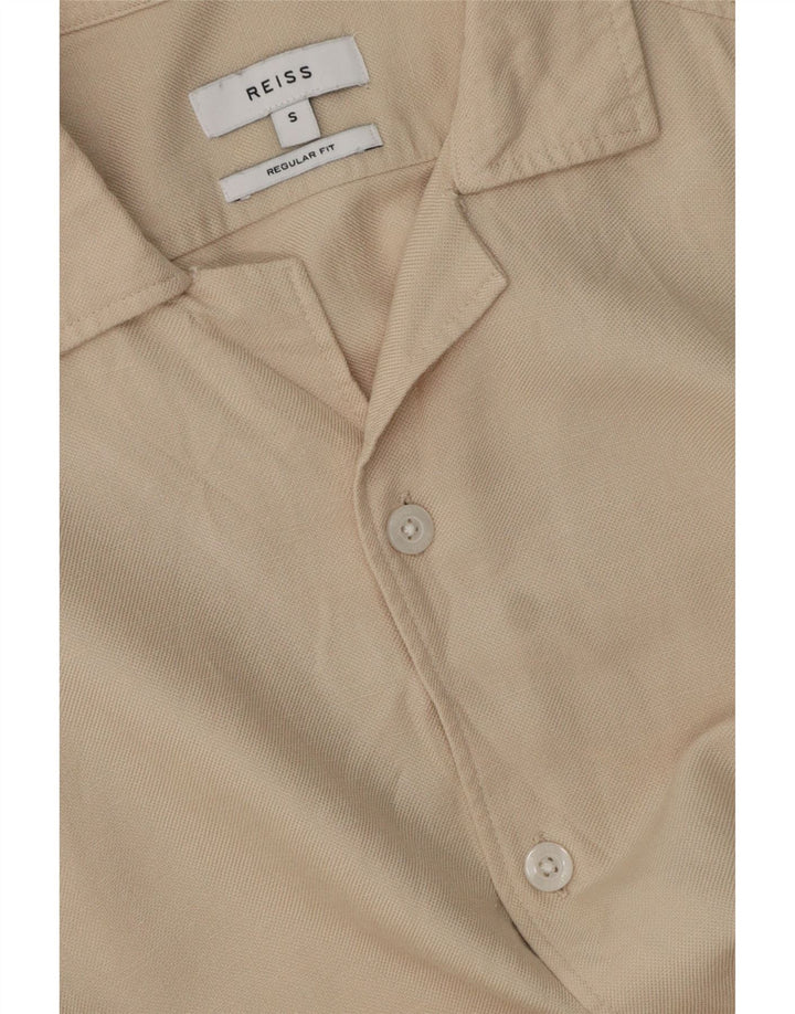REISS Mens Short Sleeve Regular Fit Shirt Small Beige