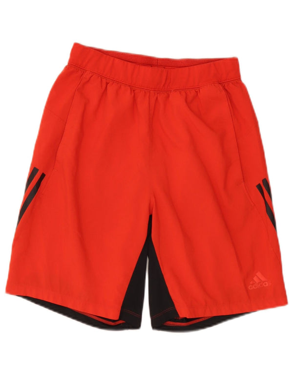 Adidas Mens Climalite Sport Shorts Small Red Colourblock Polyester
