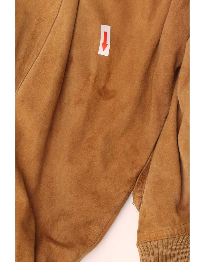 Vintage Mens Suede Bomber Jacket IT 54 2XL Brown Retro