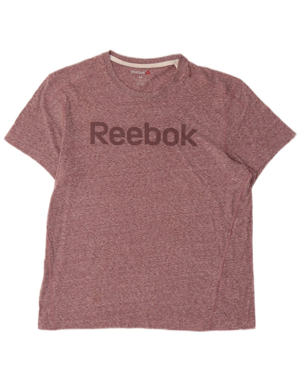Reebok Mens Graphic T-Shirt Top Medium Pink Flecked Cotton