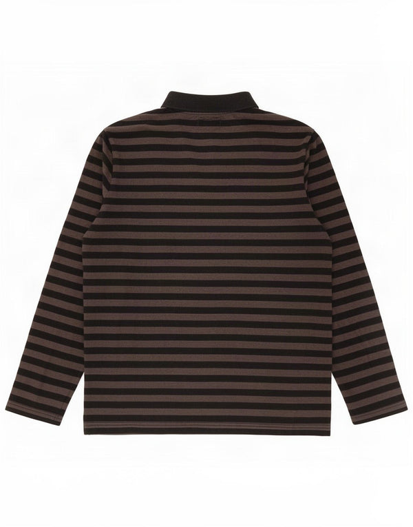 Zara Mens Long Sleeve Rugby Polo Shirt XL Black Striped Cotton