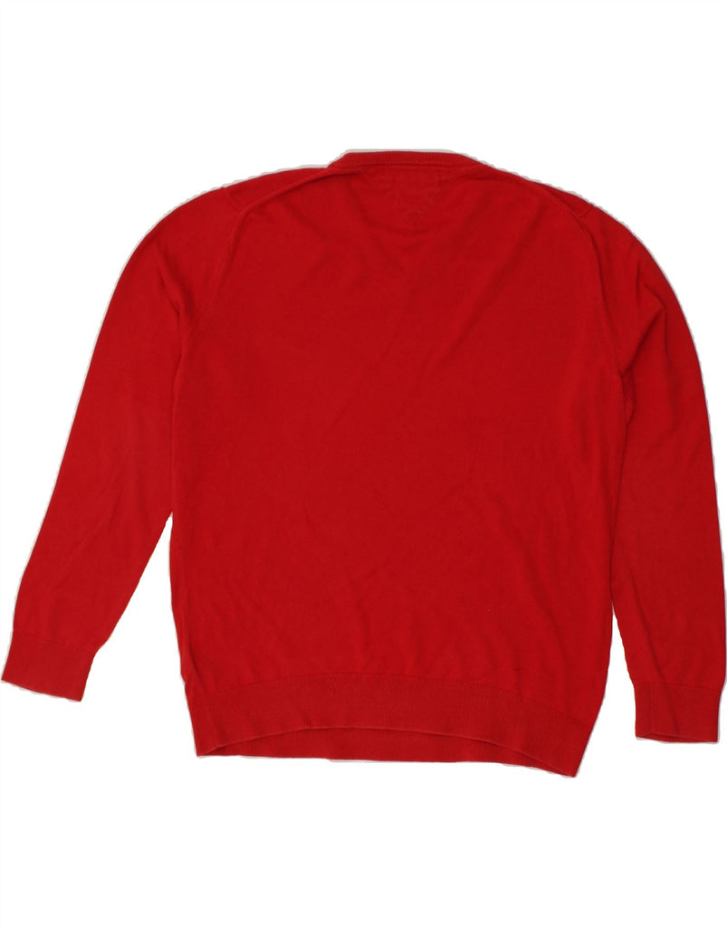 TOMMY HILFIGER Mens V-Neck Jumper Sweater XL Red Cotton | Vintage Tommy Hilfiger | Thrift | Second-Hand Tommy Hilfiger | Used Clothing | Messina Hembry 