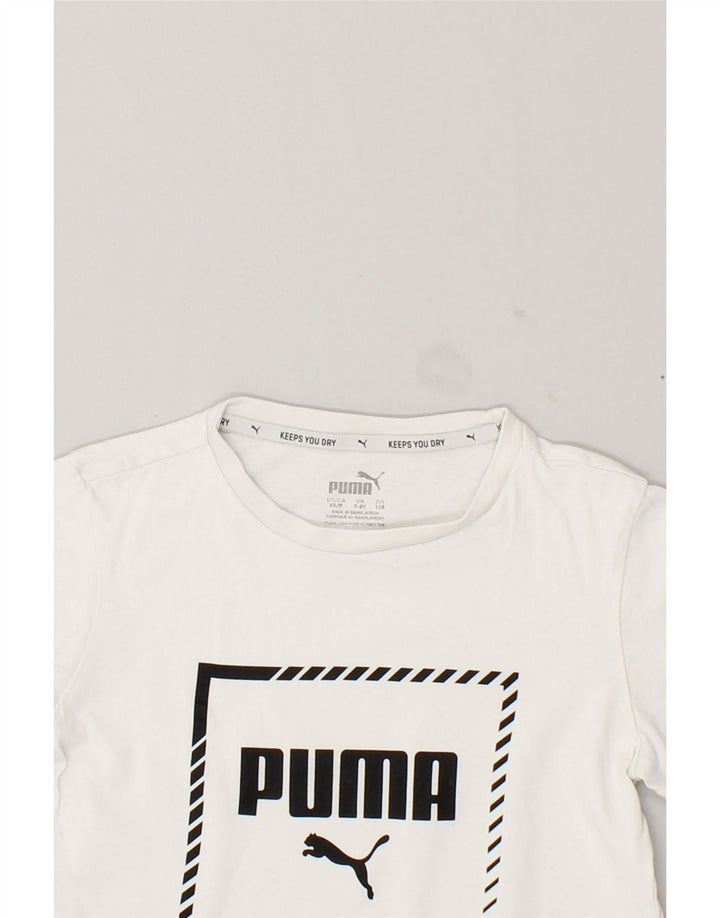 PUMA Boys Graphic T-Shirt Top 7-8 Years White Cotton | Vintage Puma | Thrift | Second-Hand Puma | Used Clothing | Messina Hembry 
