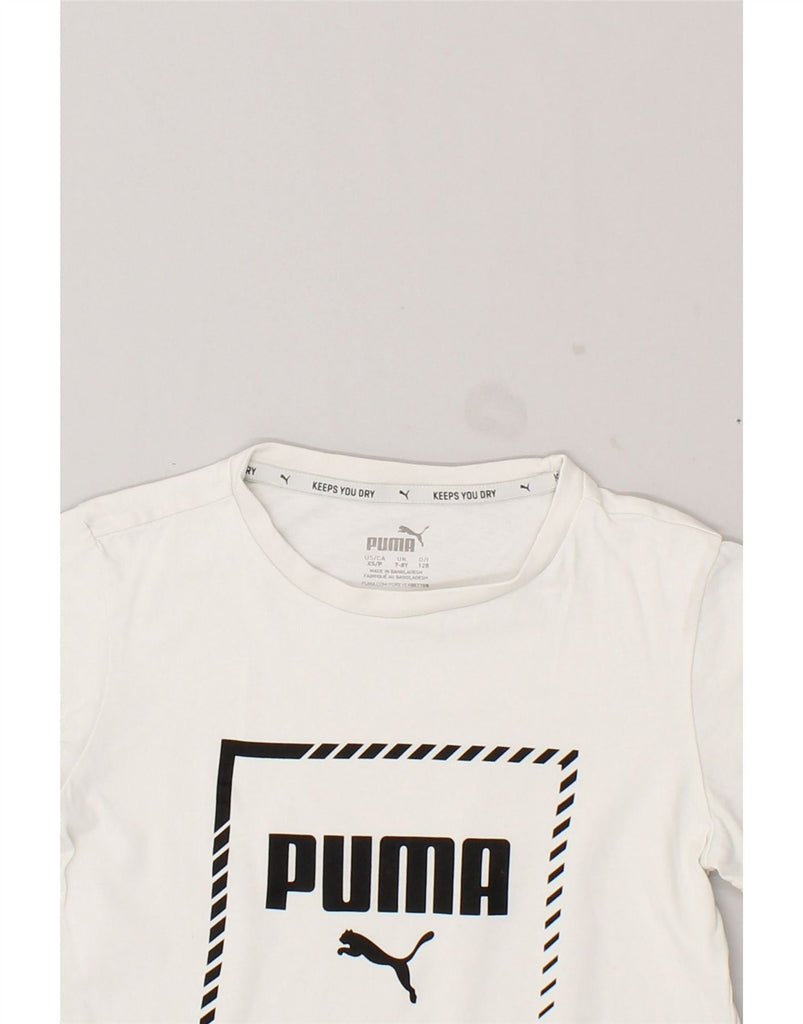 PUMA Boys Graphic T-Shirt Top 7-8 Years White Cotton | Vintage Puma | Thrift | Second-Hand Puma | Used Clothing | Messina Hembry 
