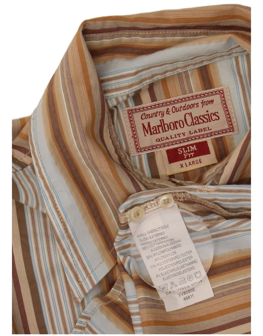 MARLBORO CLASSICS Womens Slim Fit Shirt UK 18 XL Multicoloured Striped