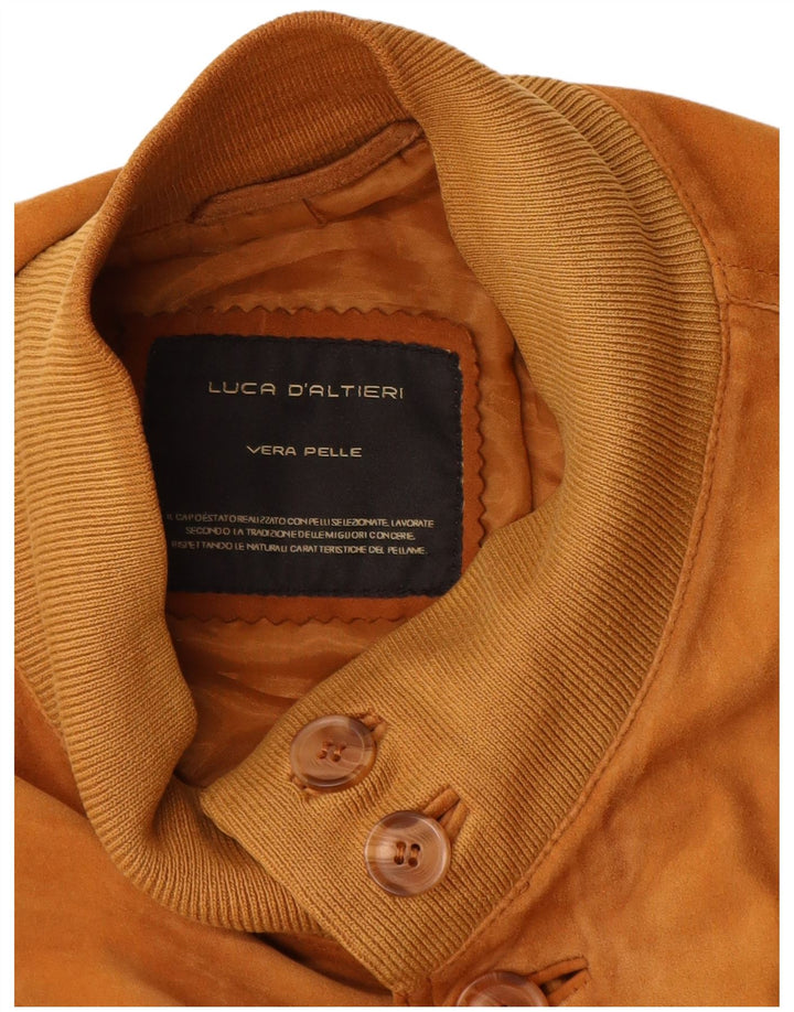Luca D'altieri Mens Suede Bomber Jacket IT 50 Large Beige Leather