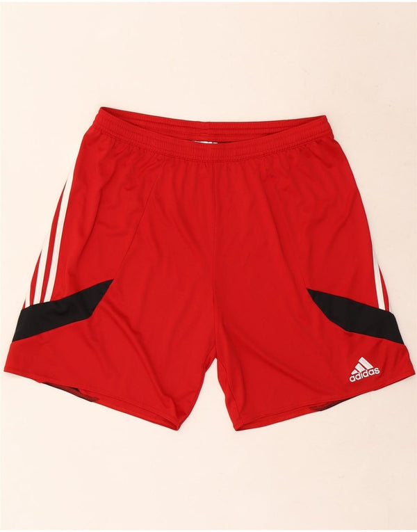 Adidas Mens Climalite Sport Shorts Large Red Colourblock Polyester