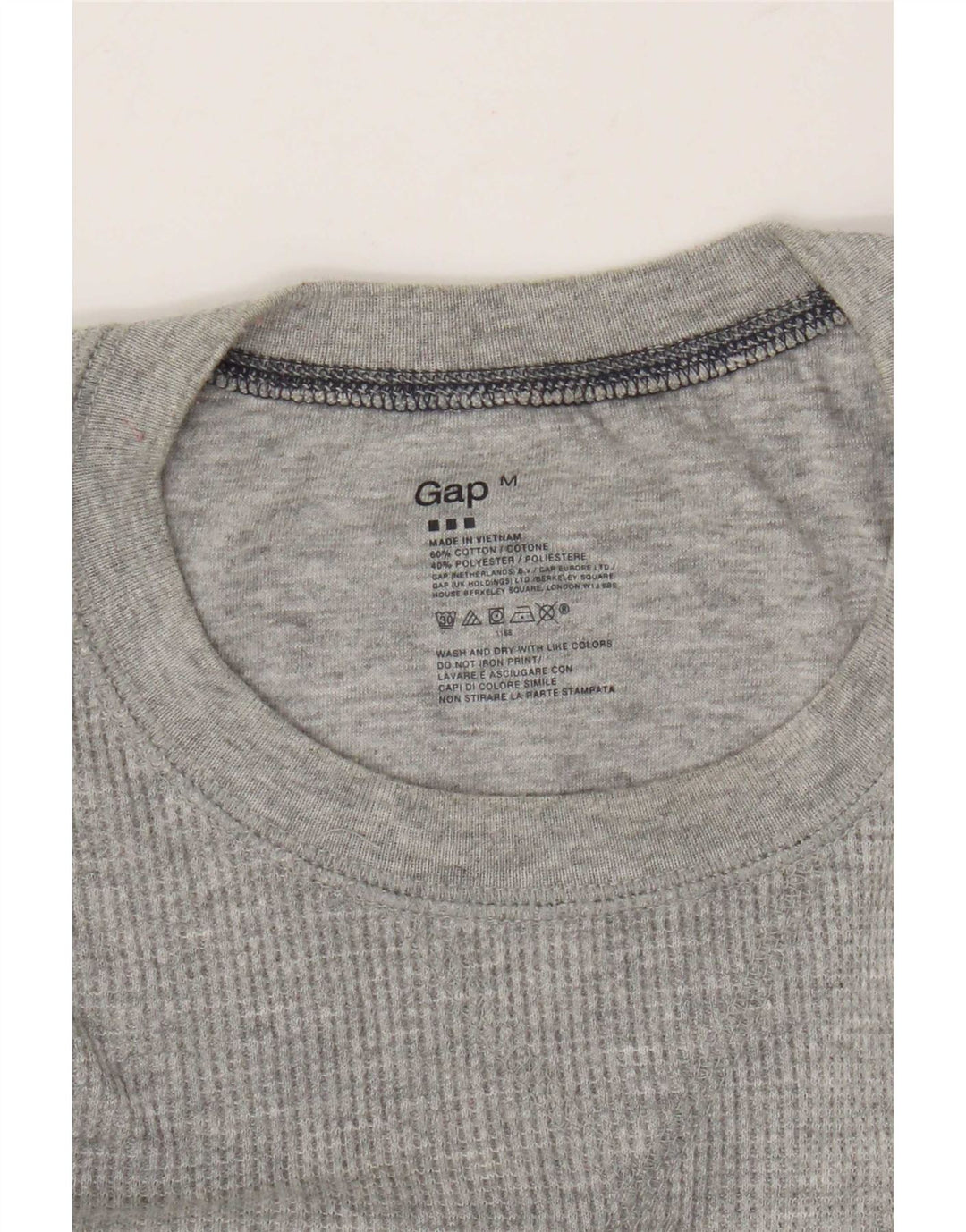 Gap Mens Graphic Top Long Sleeve Medium Grey Cotton