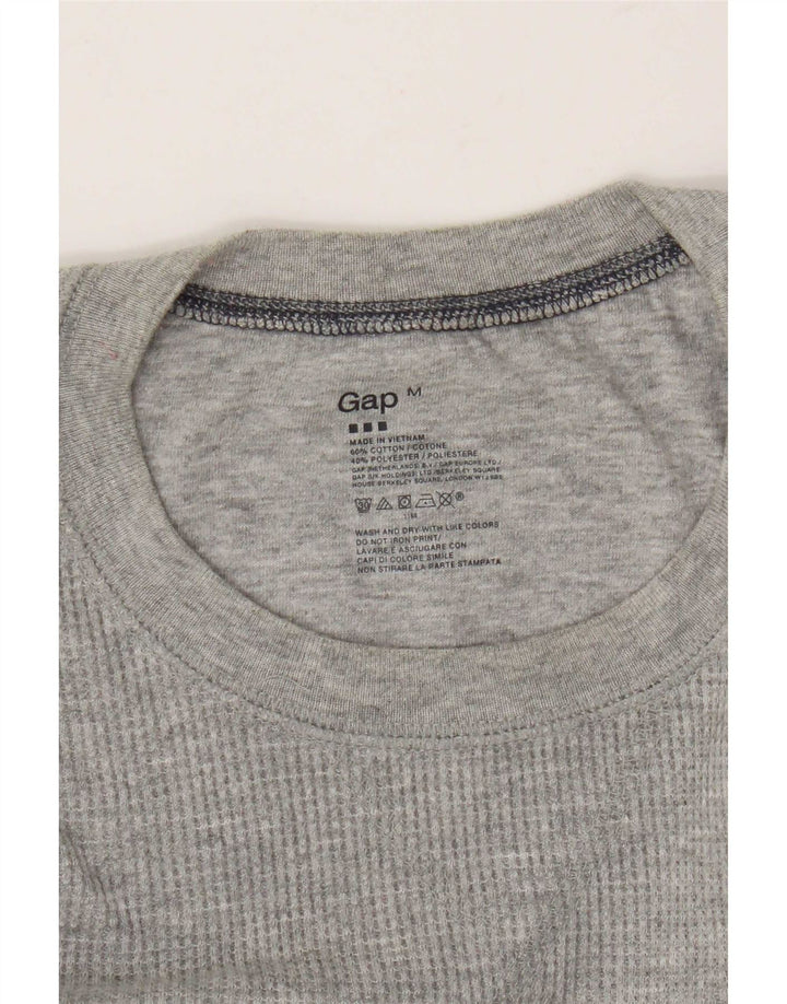 Gap Mens Graphic Top Long Sleeve Medium Grey Cotton