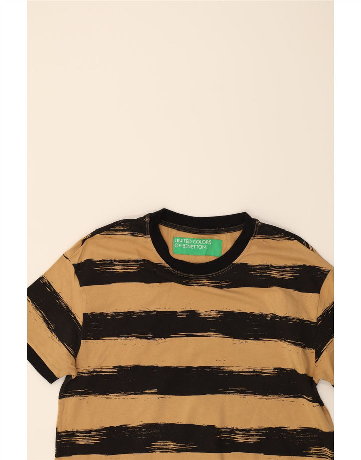 BENETTON Mens T-Shirt Top Small Beige Striped Vintage Benetton and Second-Hand Benetton from Messina Hembry 
