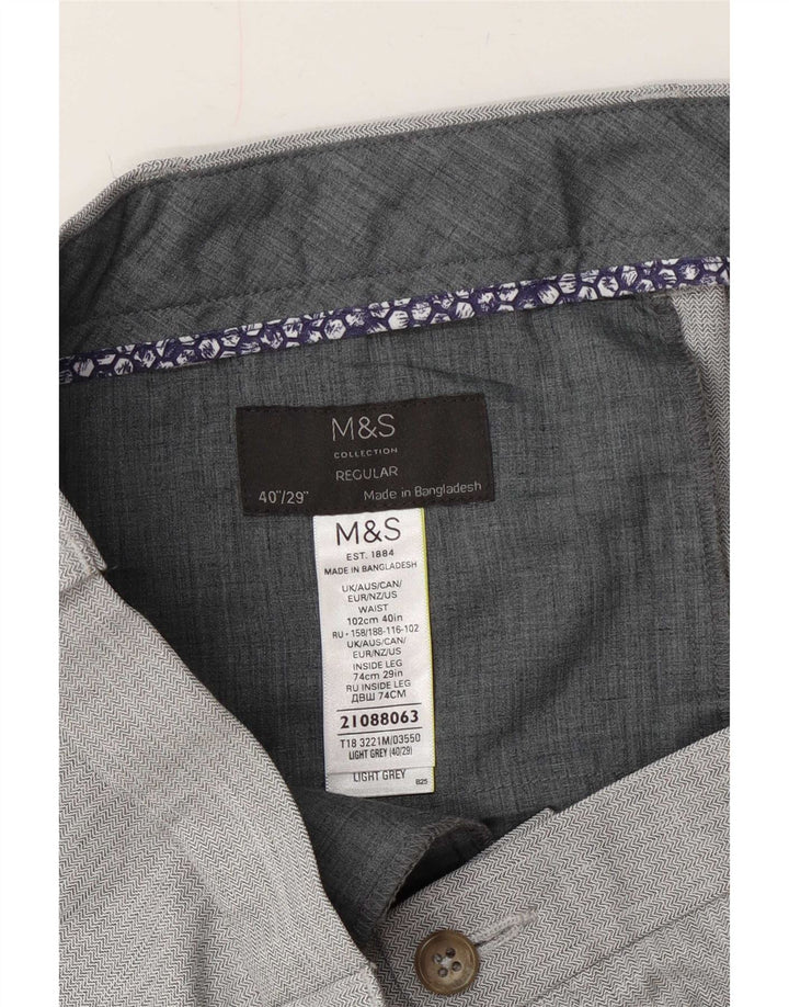 Marks & Spencer Mens Regular Casual Trousers W40 L29 Grey Polyester