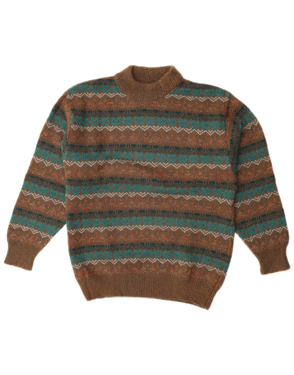 Maglificio Womens Turtle Neck Jumper Sweater IT 44 Medium Brown Geometric