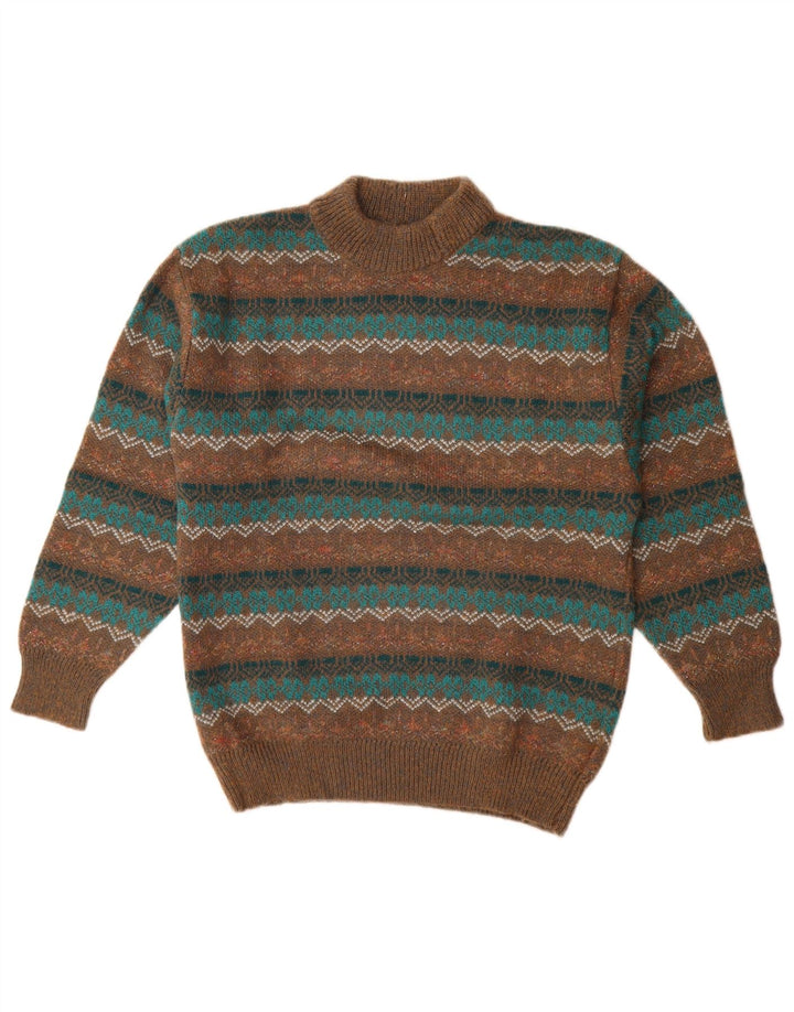 Maglificio Womens Turtle Neck Jumper Sweater IT 44 Medium Brown Geometric