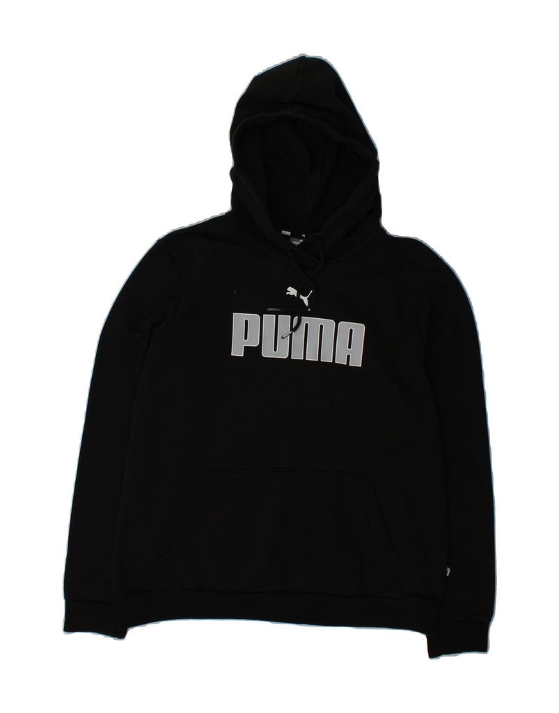 PUMA Womens Graphic Hoodie Jumper UK 16 Large Black Cotton Vintage Puma and Second-Hand Puma from Messina Hembry 