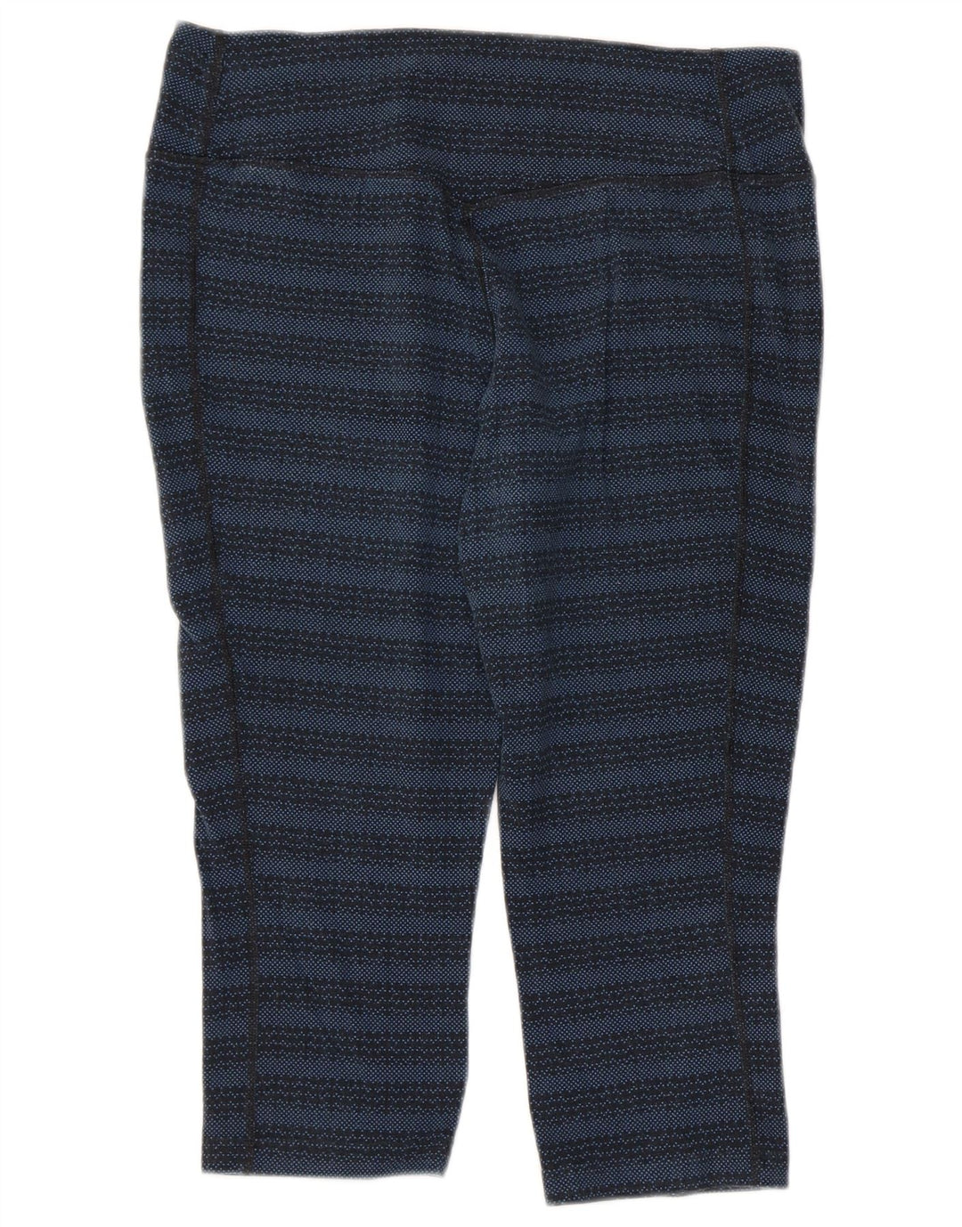 NIKE Womens Dri Fit Capri Leggings UK 14 Large  Navy Blue Striped Cotton