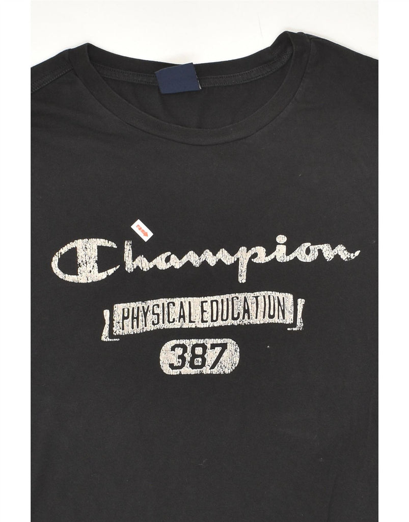 CHAMPION Mens Graphic Top Long Sleeve XL Black Cotton Vintage Champion and Second-Hand Champion from Messina Hembry 