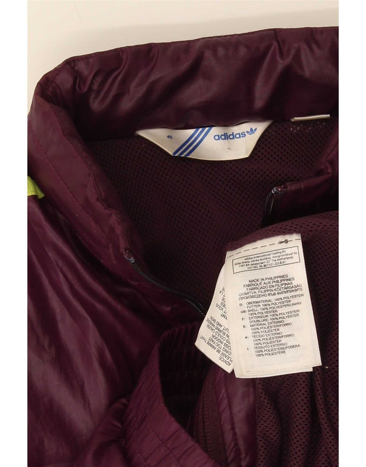 Adidas Womens Hooded Tracksuit Top Jacket EU 40 Medium Maroon Polyester