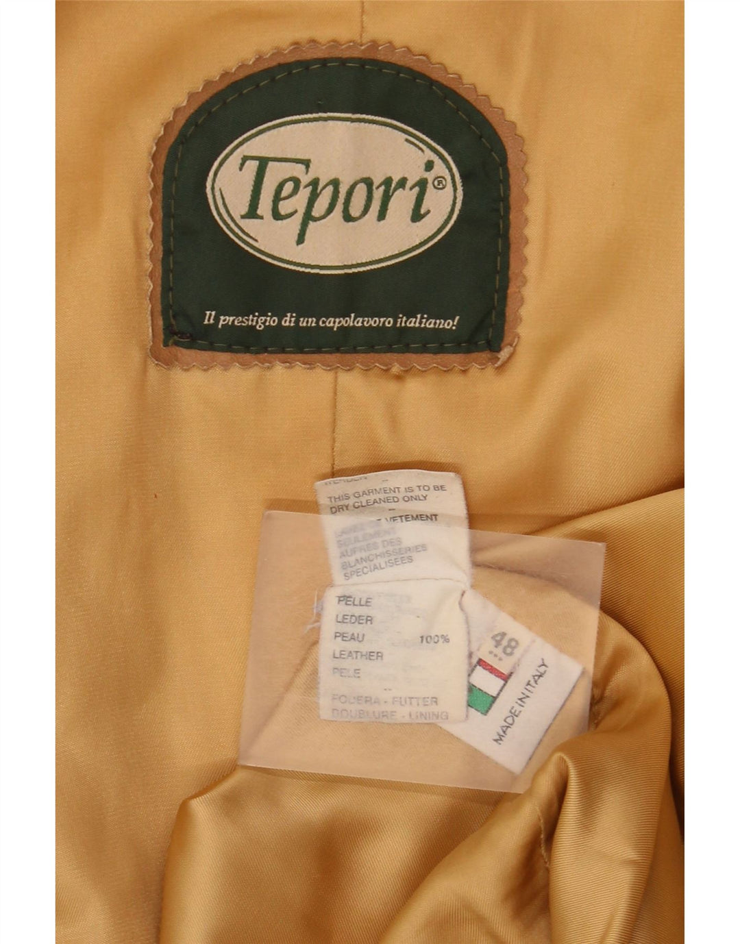 Vintage Womens Leather Jacket IT 48 XL Beige Leather