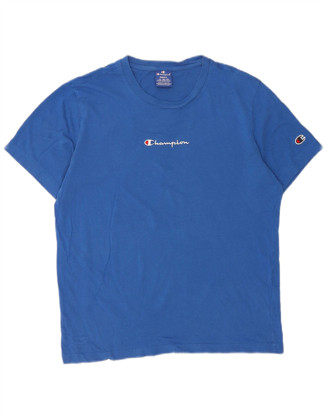 Champion Mens Graphic T-Shirt Top Small Blue Cotton