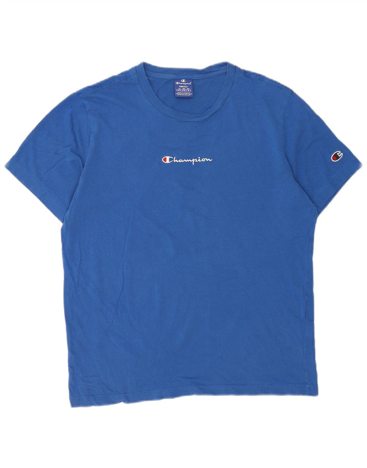 Champion Mens Graphic T-Shirt Top Small Blue Cotton