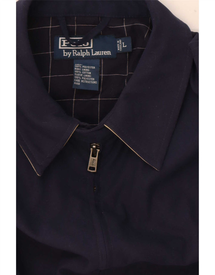 Polo Ralph Lauren Mens Bomber Jacket UK 40 Large Navy Blue Polyester