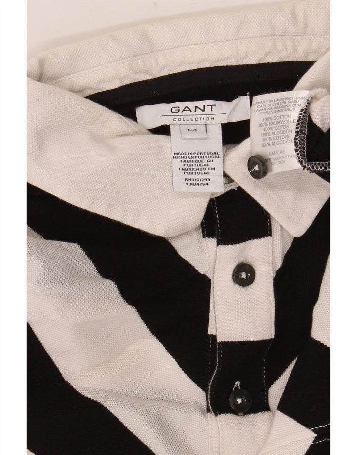 Gant Mens Polo Shirt Medium White Striped Cotton