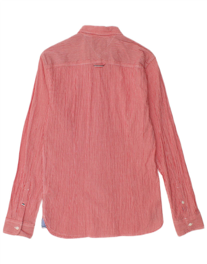TOMMY HILFIGER Mens Slim Fit Shirt Small Red Striped Cotton
