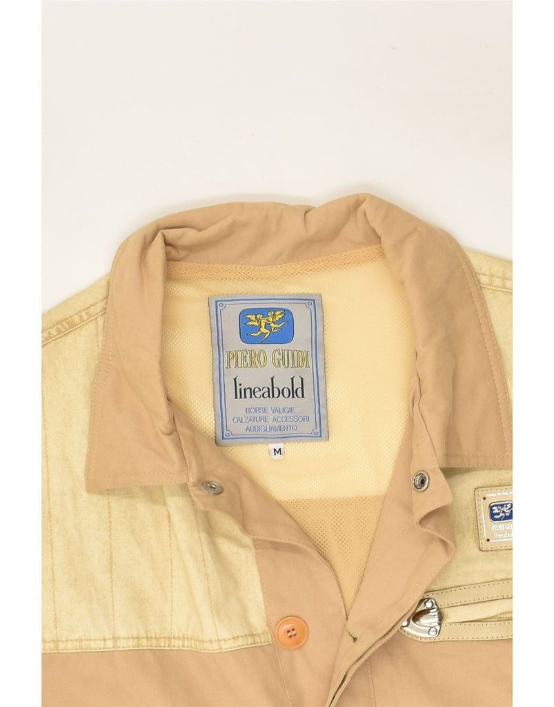 PIERO GUIDI Mens Bomber Jacket UK 38 Medium Beige Colourblock | Vintage Piero Guidi | Thrift | Second-Hand Piero Guidi | Used Clothing | Messina Hembry 