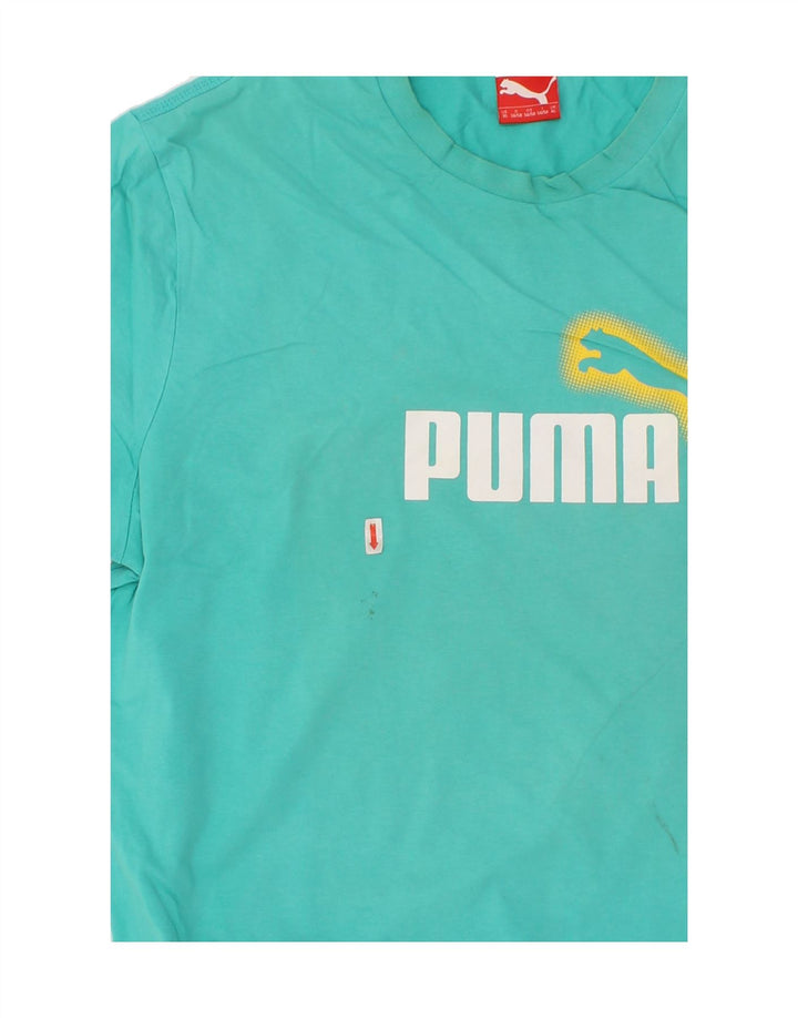 PUMA Mens Graphic T-Shirt Top XL Turquoise Cotton Vintage Puma and Second-Hand Puma from Messina Hembry 