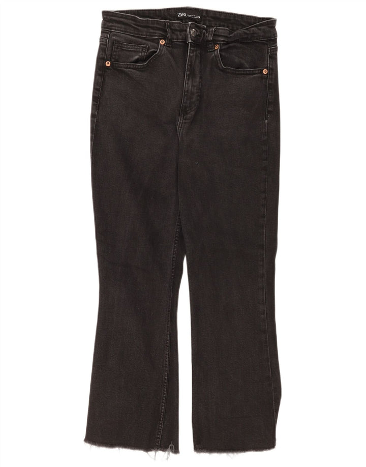 Zara Womens Crop Bootcut Jeans EU 42 Large W32 L24 Black